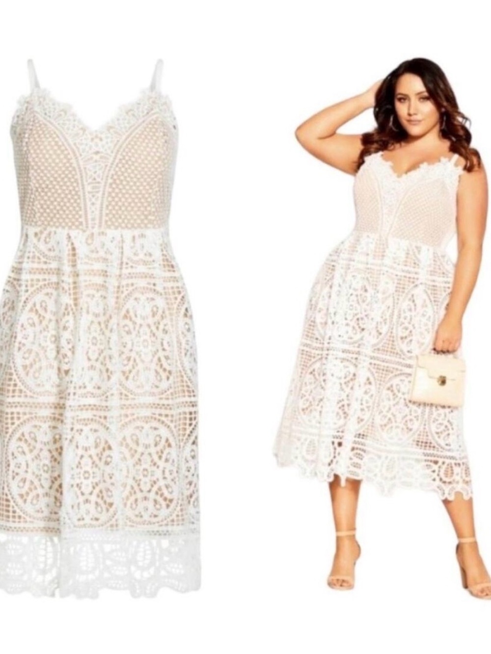 City Chic Fancy Free Lace Midi Dress NWT M 18
